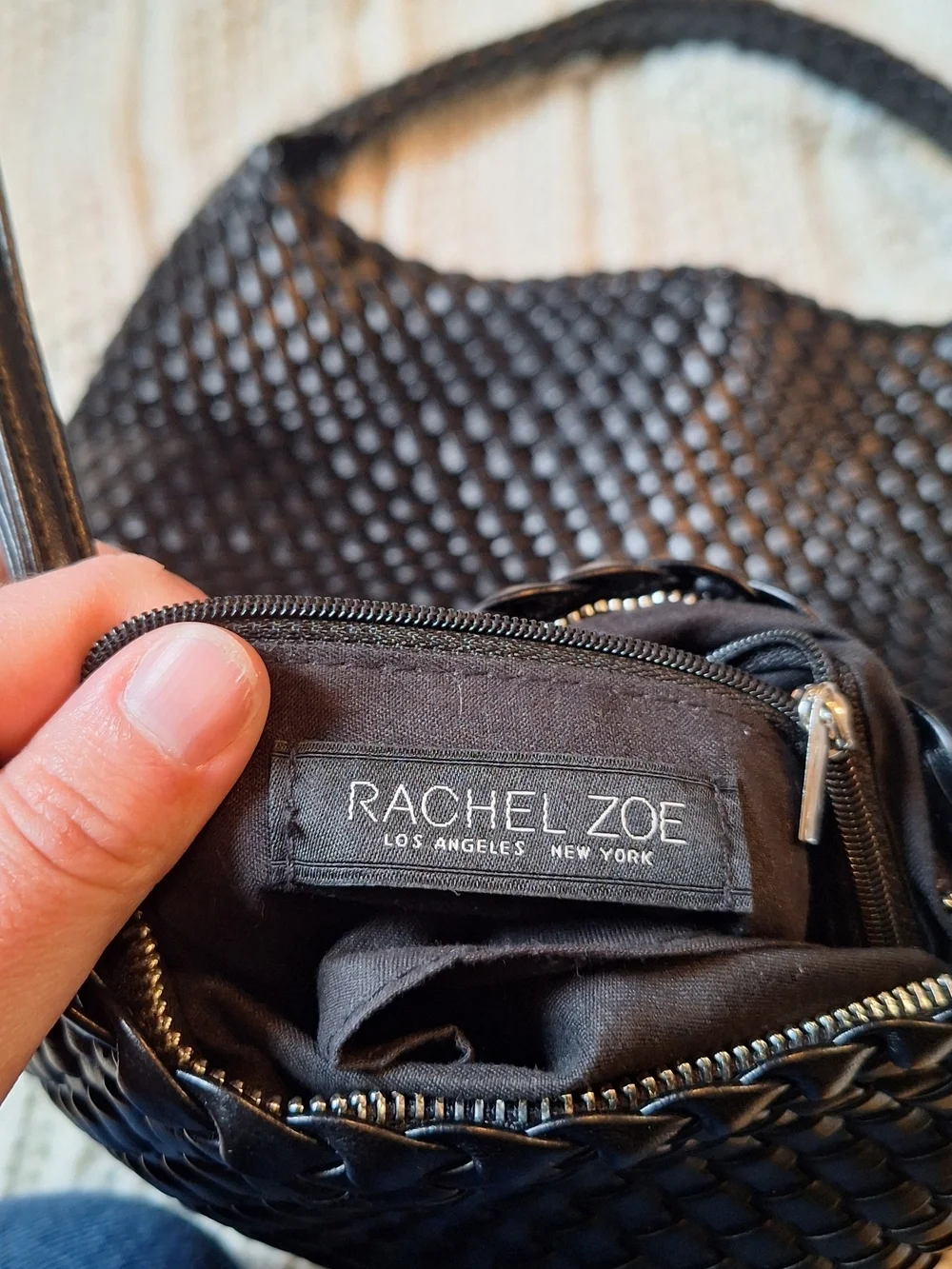 Rachel Zoe Black Woven Hobo with Wristlet NWOT